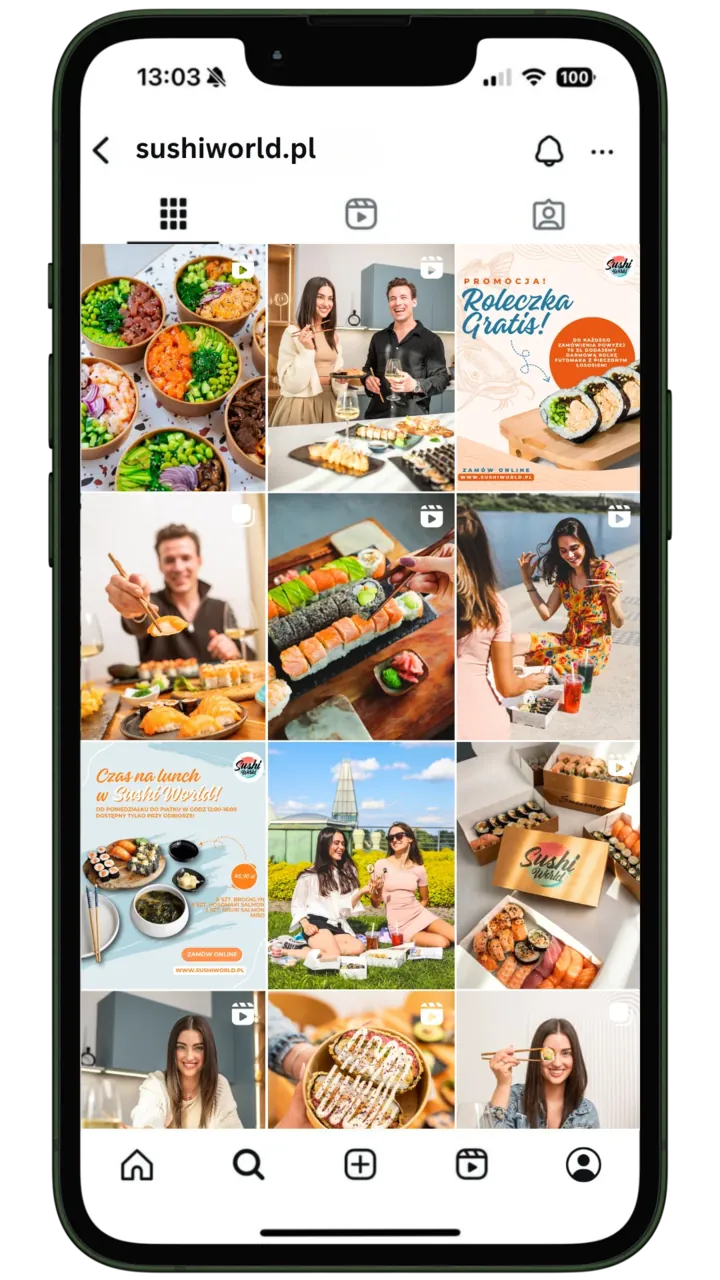 Profil Instagram sushiworld.pl prowadzony przez DigiAds